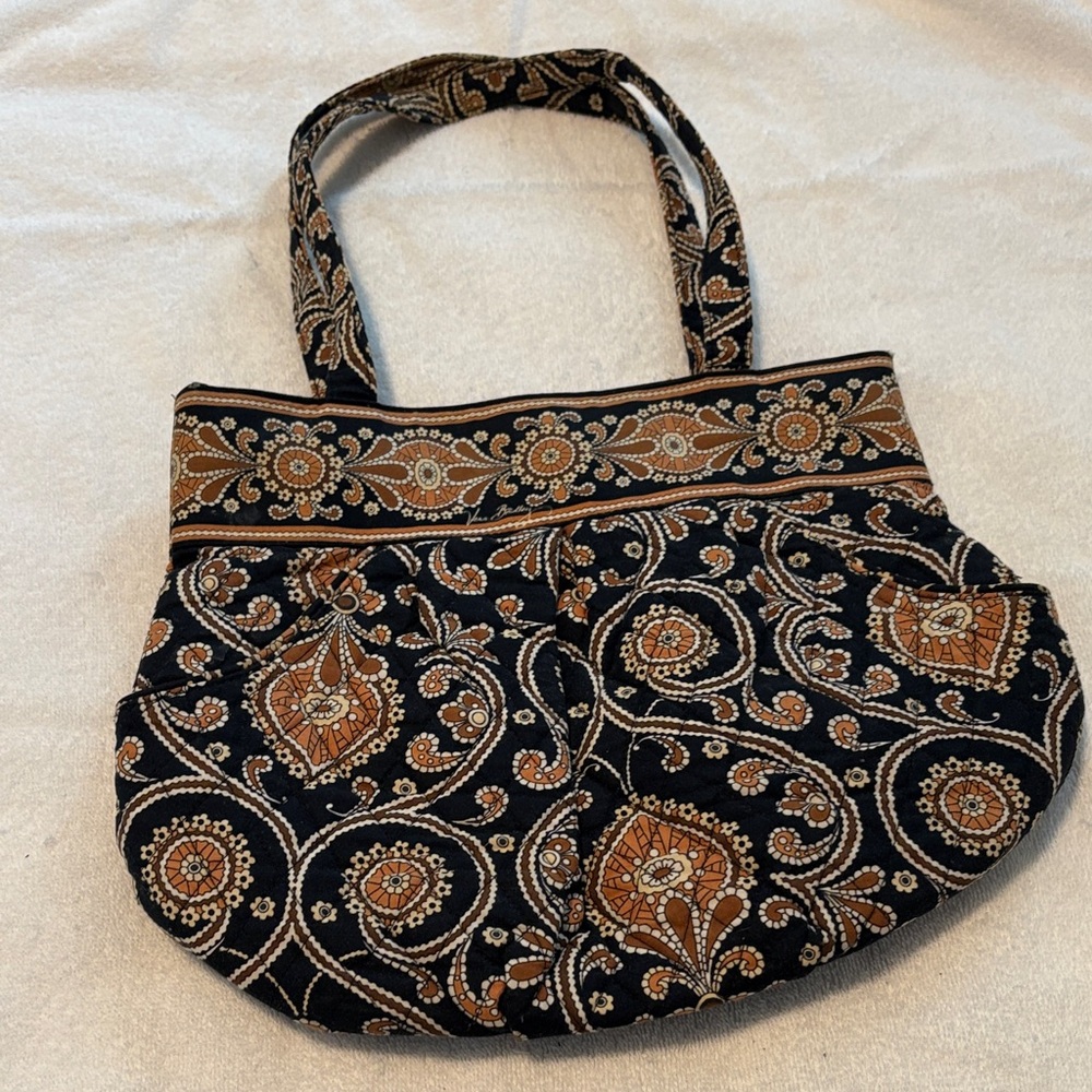 Vera Bradley Black and Brown Paisley Hobo Bag T2